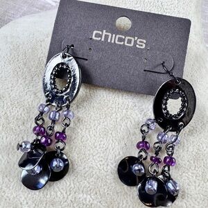 Chico's Silver and Purple Dangle Earrings